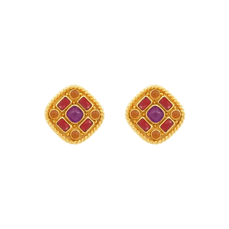 Best hoop earrings with marbled designs for a trendy and artistic effect-Francesca Earrings Amethyst Quartz, Ruby Quartz & Citrine Quartz