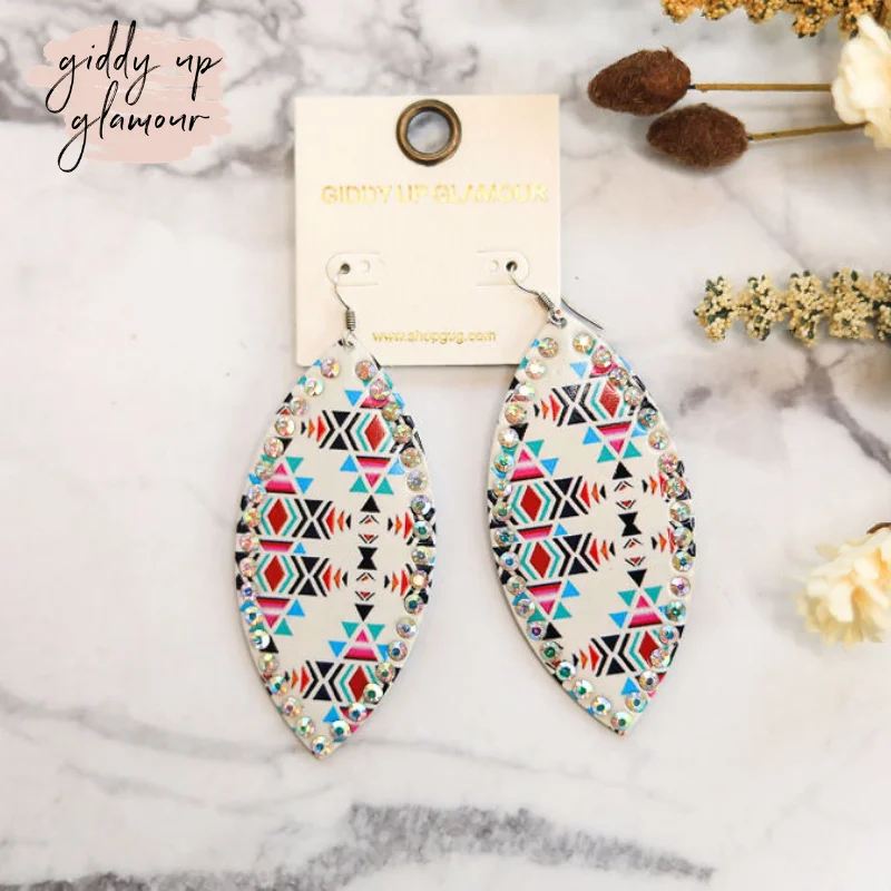 Best hoop earrings with geometric shapes for a modern and artistic appeal-Free Bird Feather Shape Earrings in Multi Color Aztec