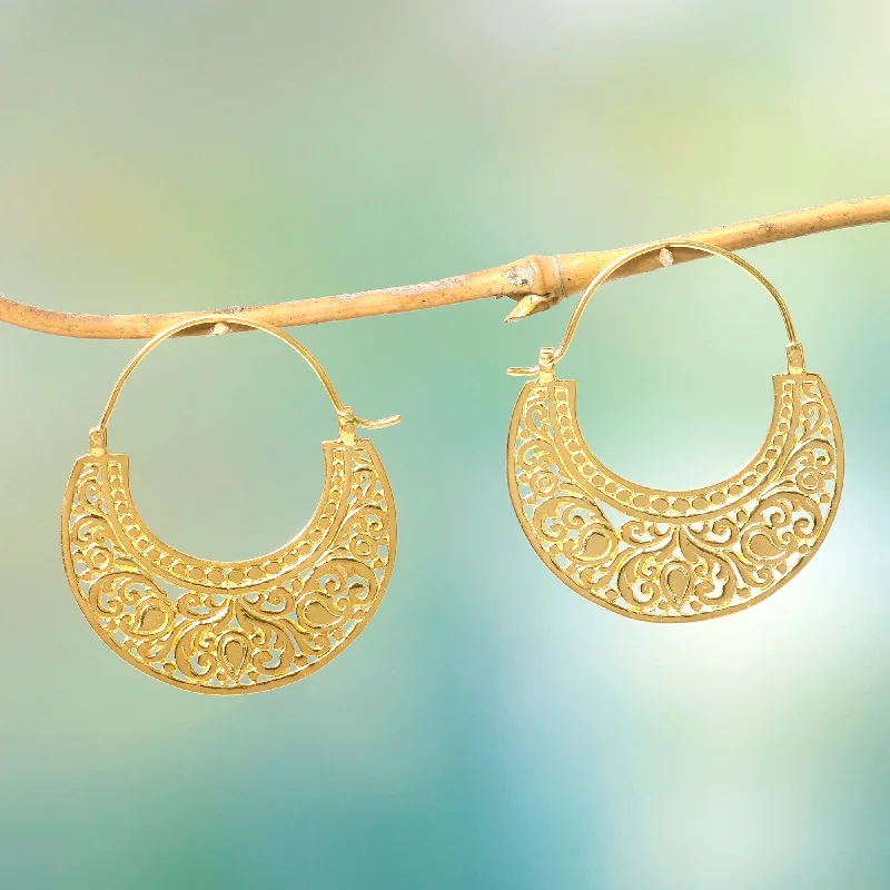 Best hoop earrings with custom designs for a personalized, unique accessory-Garden of Eden Gold Plated Hoop Earrings