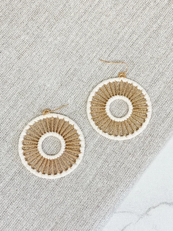 Best hoop earrings with minimal embellishments for a sleek and modern look-Gold Open Matte Metal Dangle Earrings - Ivory