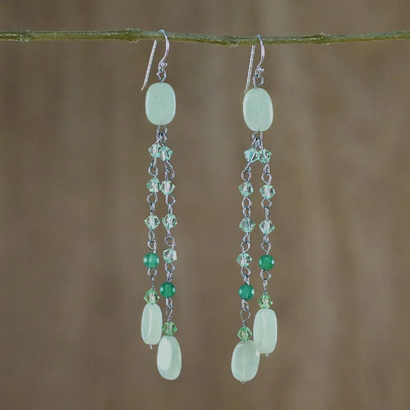 Best hoop earrings with detachable studs for a versatile and adjustable accessory-Green Rain Shower Waterfall Earrings