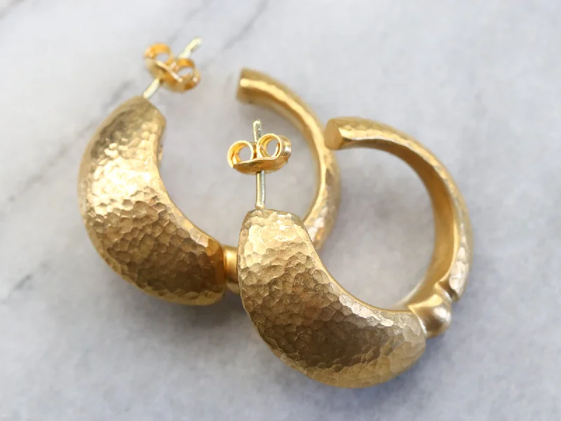 Best hoop earrings with smooth ceramic finishes for a polished, clean style-Hammered High 22 Kart Gold Earrings