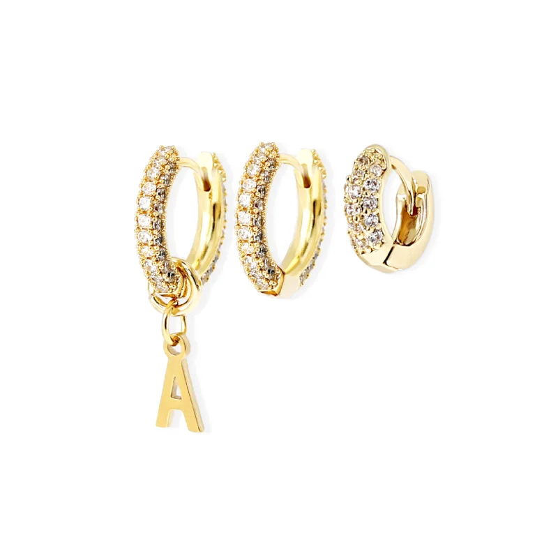 Best hoop earrings with vintage rhinestone embellishments for a retro-glam effect-HANNAH'S TRIO Earrings - Gold