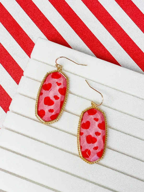 Best hoop earrings with asymmetrical designs for a fashion-forward, avant-garde look-Heart-Print Portrait Dangle Earrings