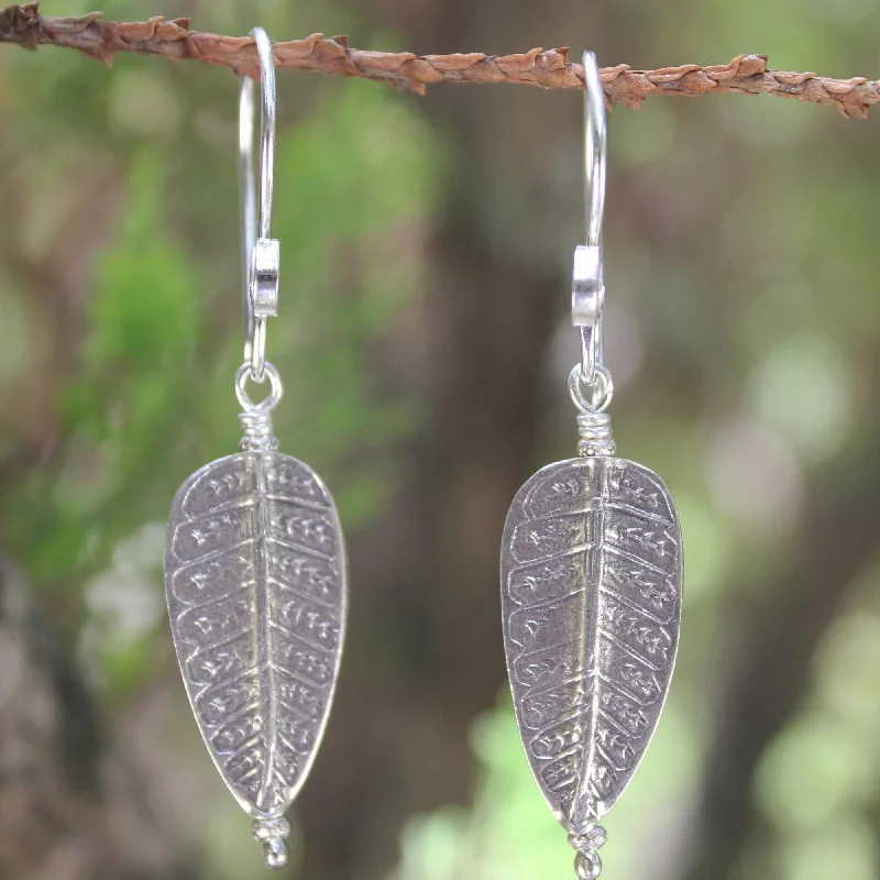 Best hoop earrings with intricate beaded details for a textured, stylish appearance-Hill Tribe Forest Silver Leaf & Tree Earrings