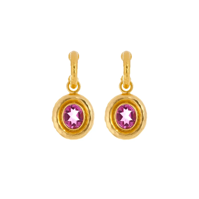 Hoop earrings with multi-tone finishes for a colorful and layered effect-Ios Earrings Dark Pink Quartz