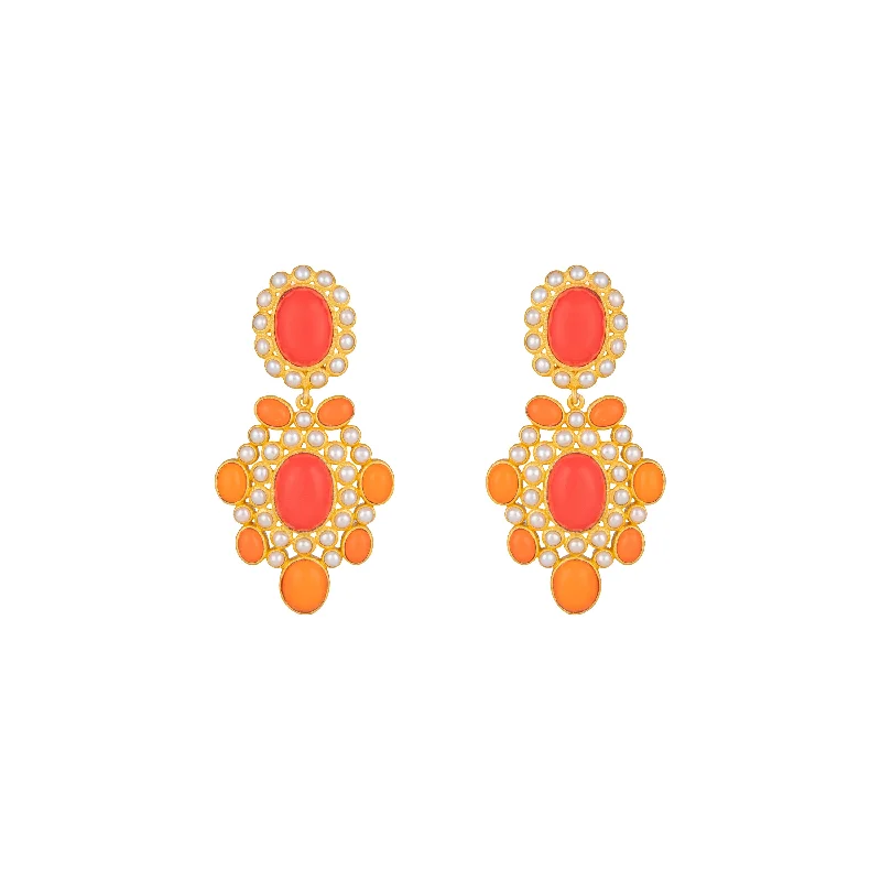 Best hoop earrings with vintage coins for a retro, antique-inspired style-Isola Earrings Orange & Red Coral & Pearls