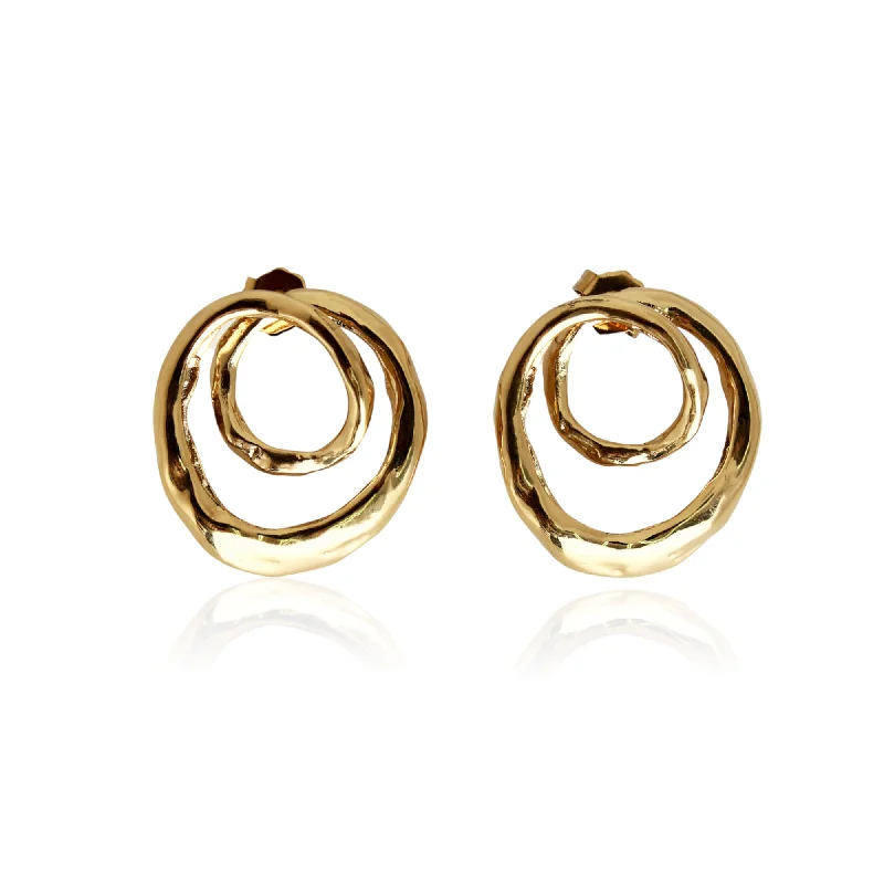 Hoop earrings with abstract wirework for an artistic, unique look-JUPITER Earrings - Gold