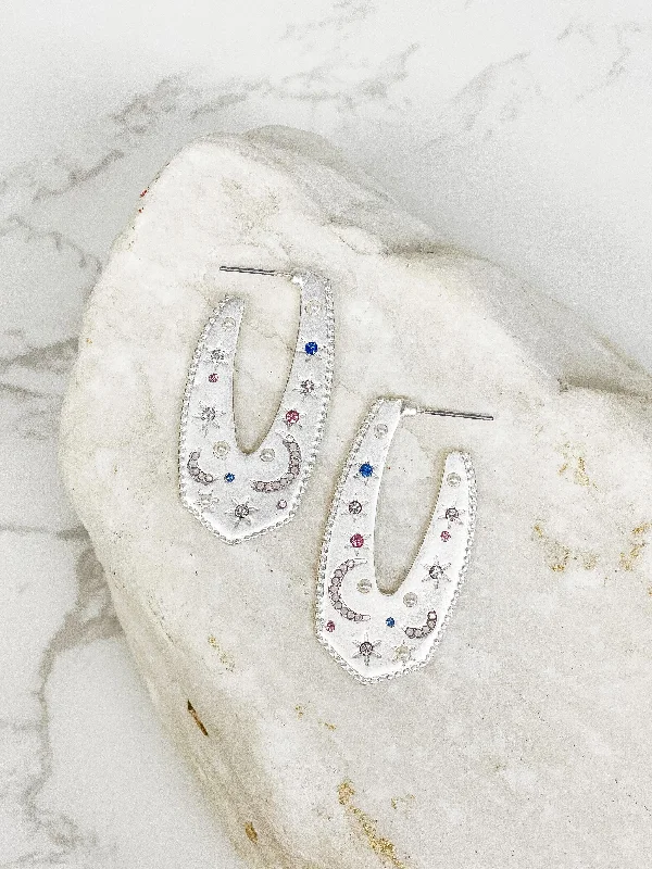 Hoop earrings with oversized designs for a bold, fashion-forward statement-Pave Night Sky Hoop Earrings - Silver