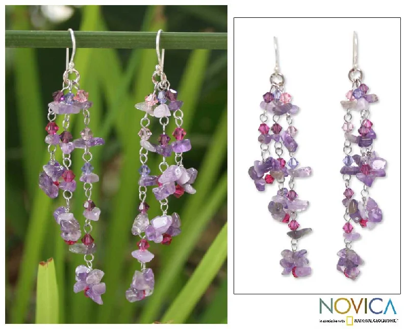 Best hoop earrings with matching bracelets for a coordinated jewelry set-Lavender Rain Amethyst Hook Earrings