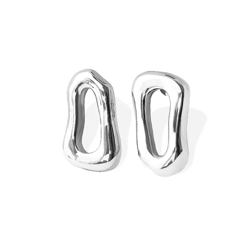 Best hoop earrings with gold for a luxurious and timeless look-LEONA Earrings - Silver