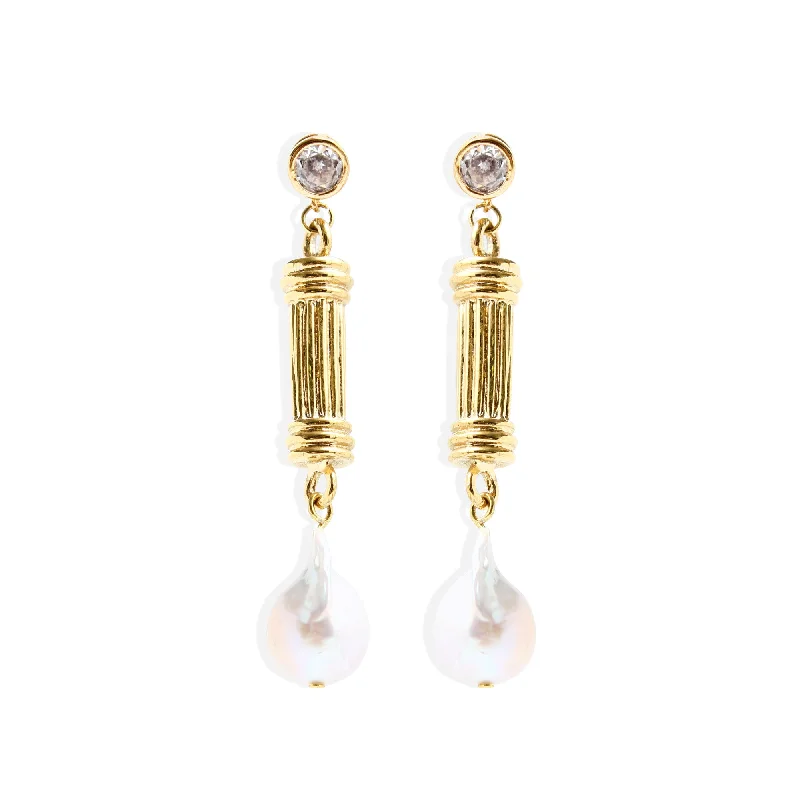 Stylish hoop earrings with diamond accents for an elegant and sparkling effect-LILA Pearl Earrings - Gold