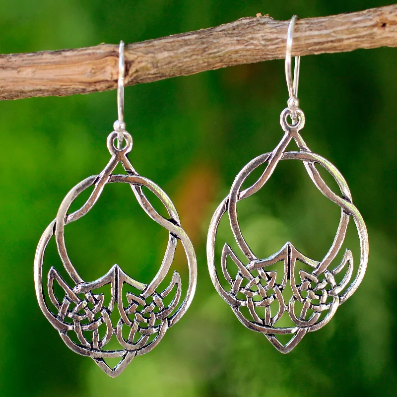 Best hoop earrings with geometric hexagon shapes for a modern, angular look-Lotus Lace Sterling Silver Dangle Earrings