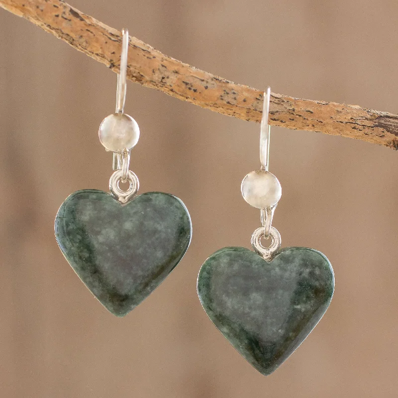 Best hoop earrings with floral designs for a feminine and delicate look-Love Immemorial Jade Heart Shaped Earrings