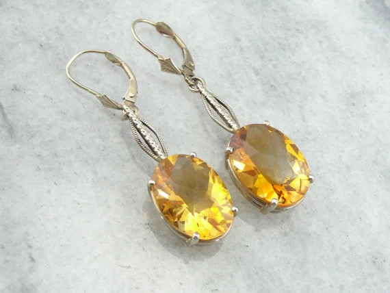 Best hoop earrings with delicate chain details for a trendy and stylish design-Luscious Sunset and Amber Shaded Citrine Earrings