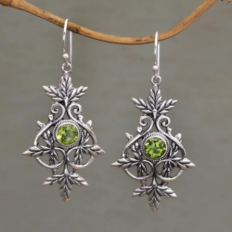 Hoop earrings with open designs for a modern, lighthearted vibe-Marvelous Vintage Peridot & Silver Earrings