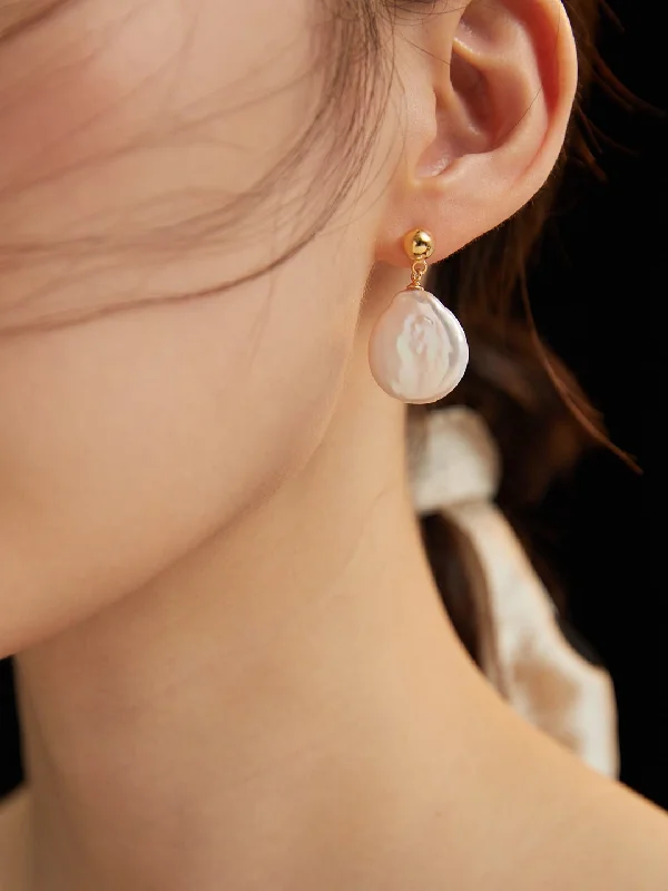 Hoop earrings with oversized pearl accents for a statement-making look-Minimalist Baroque Pearl Earrings