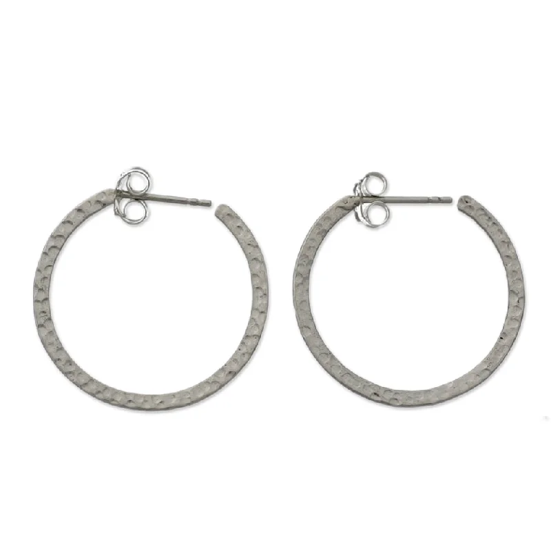 Best hoop earrings with multi-colored gemstones for a vibrant and lively touch-Sterling Silver Moon Walk Half Hoop Earrings