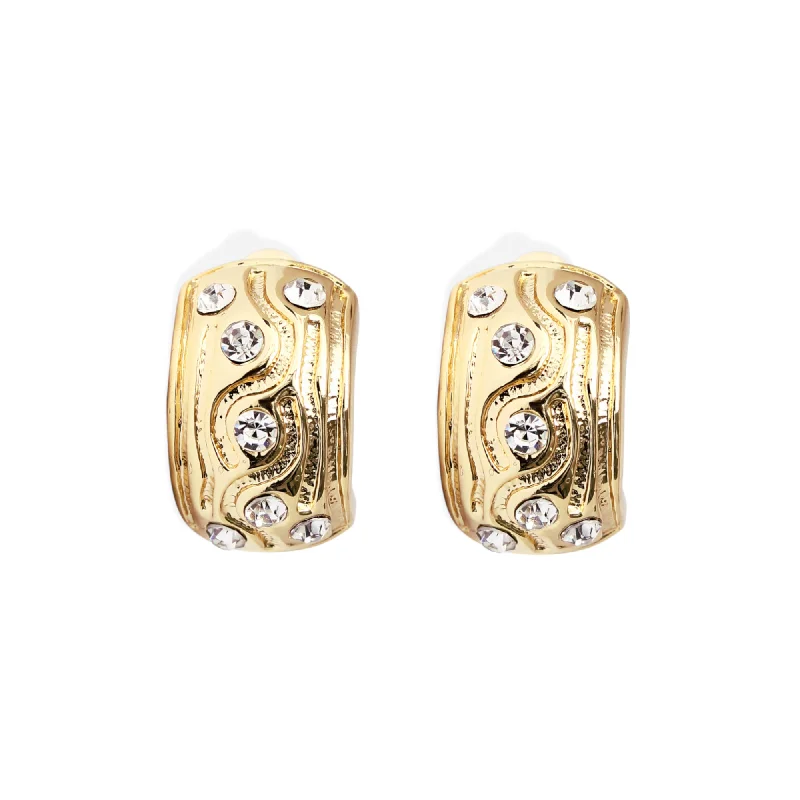 Hoop earrings with textured finishes for a vintage and classic style-NELLIE Earrings - Gold and Crystal