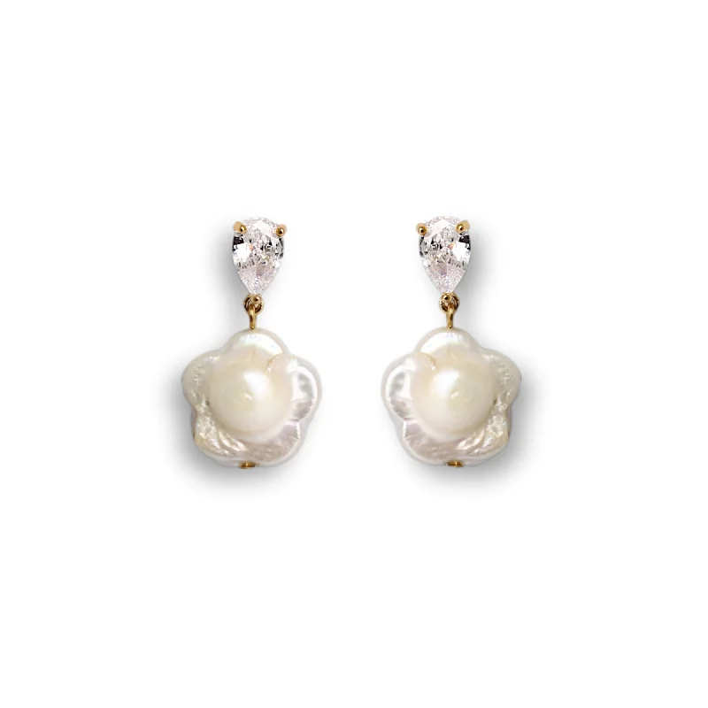 Best hoop earrings with snake chain details for a sleek and modern touch-NIXIE Earrings - Pearl and Crystal