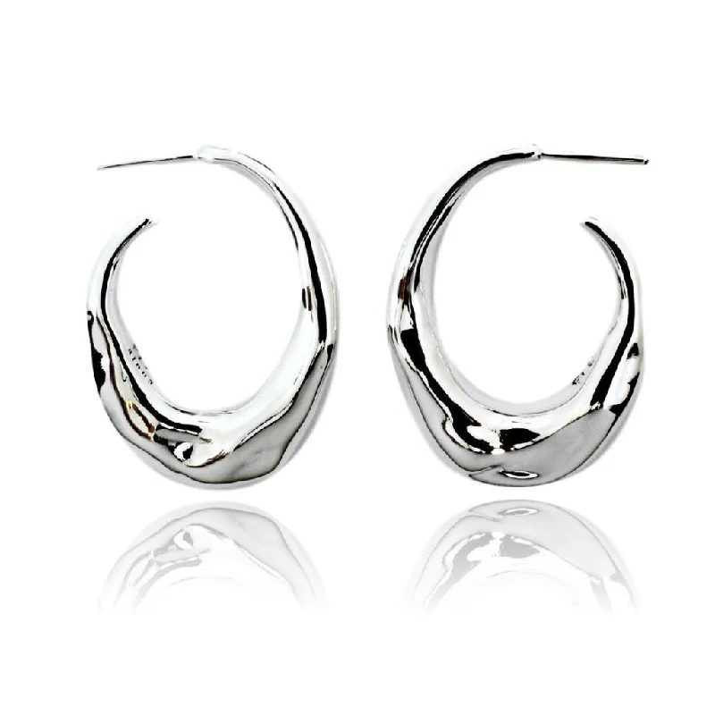 Hoop earrings with rhinestone-studded rims for a glamorous touch-PANAREA Earrings - Silver