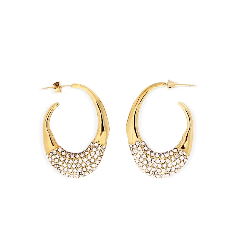 Best hoop earrings with snake-inspired designs for an edgy and fierce vibe-PANAREA PAVE Earrings - Gold and Crystal