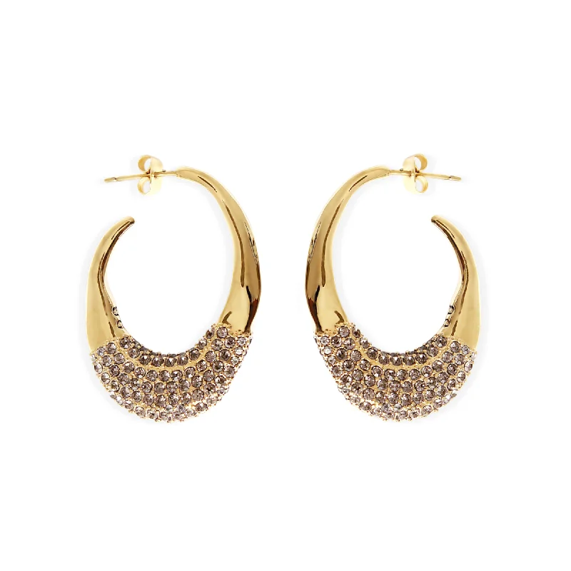 Best hoop earrings with matte finish for a sophisticated, understated design-PANAREA PAVÉ Earrings - Gold and Graphite Crystals