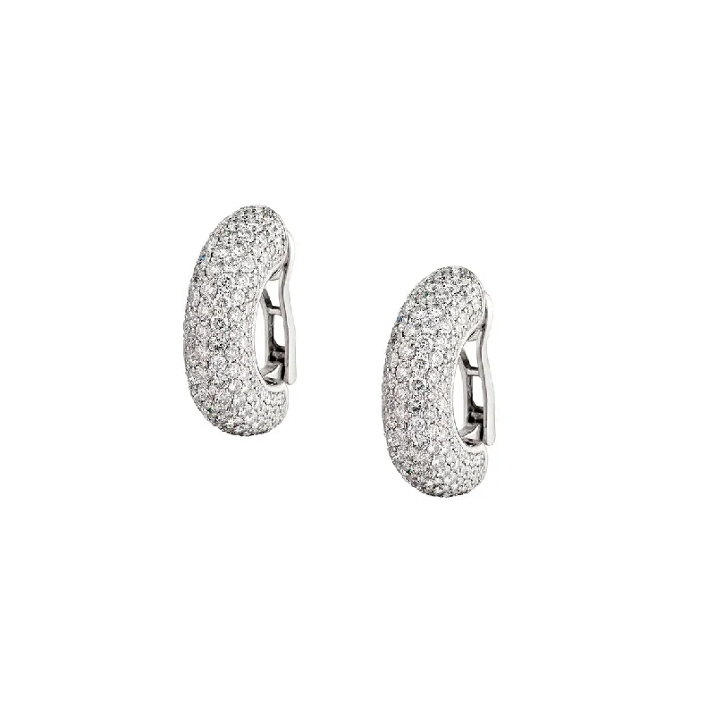 Hoop earrings with colorful beads for a fun and playful vibe-PAVÉ DIAMOND CHUBBY DIAMOND EARRINGS