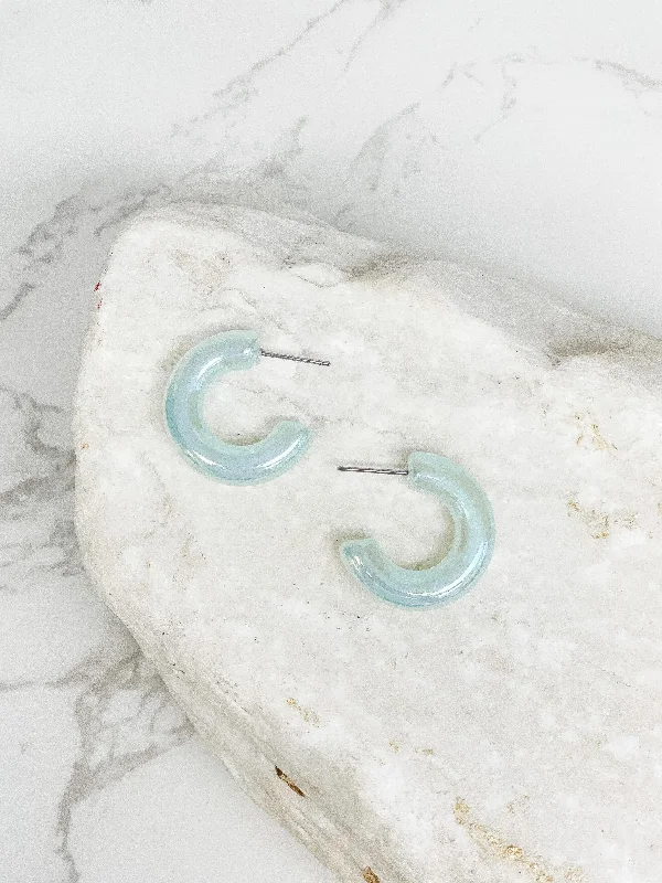 Hoop earrings with heart-shaped frames for a romantic and feminine look-Pearlescent Mini Acrylic Hoops - Mint