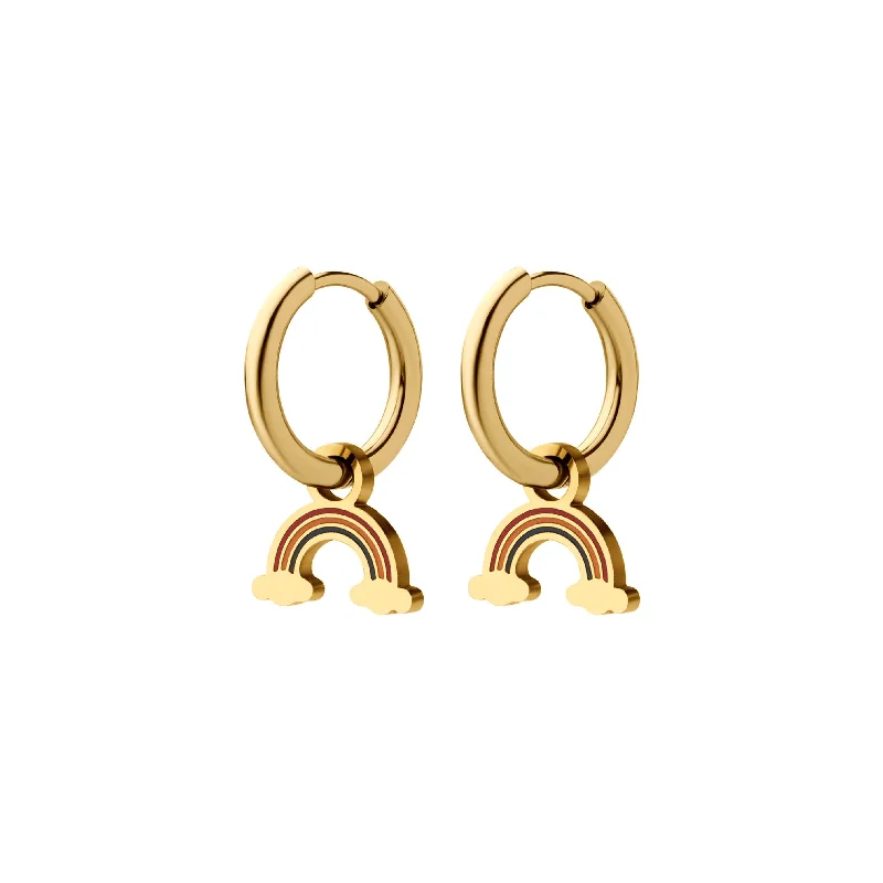 Best hoop earrings with asymmetrical designs for a fashion-forward, avant-garde look-Rainbow Charm Hoops