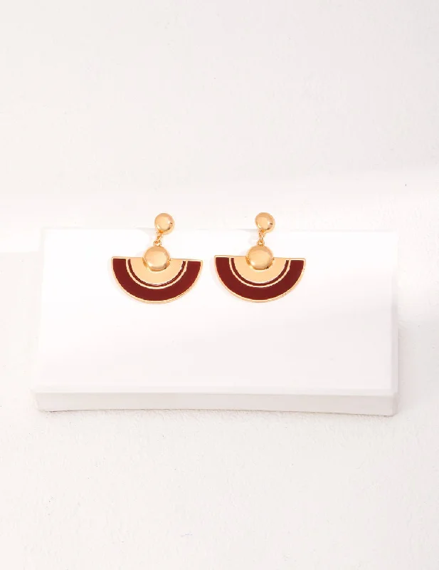 Best hoop earrings with gold-plated finishes for an affordable luxury vibe-Red Scalloped Glaze Earrings