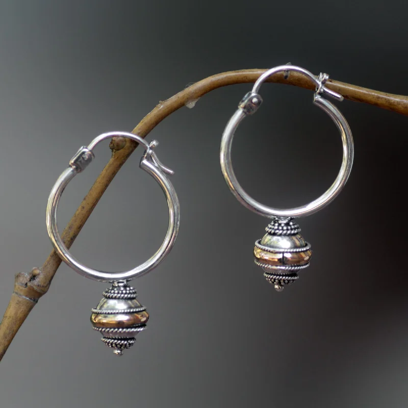 Hoop earrings with rhinestone embellishments for a glamorous and sparkling look-Reminisce Sterling Silver & Gold Plated Hoop Earrings