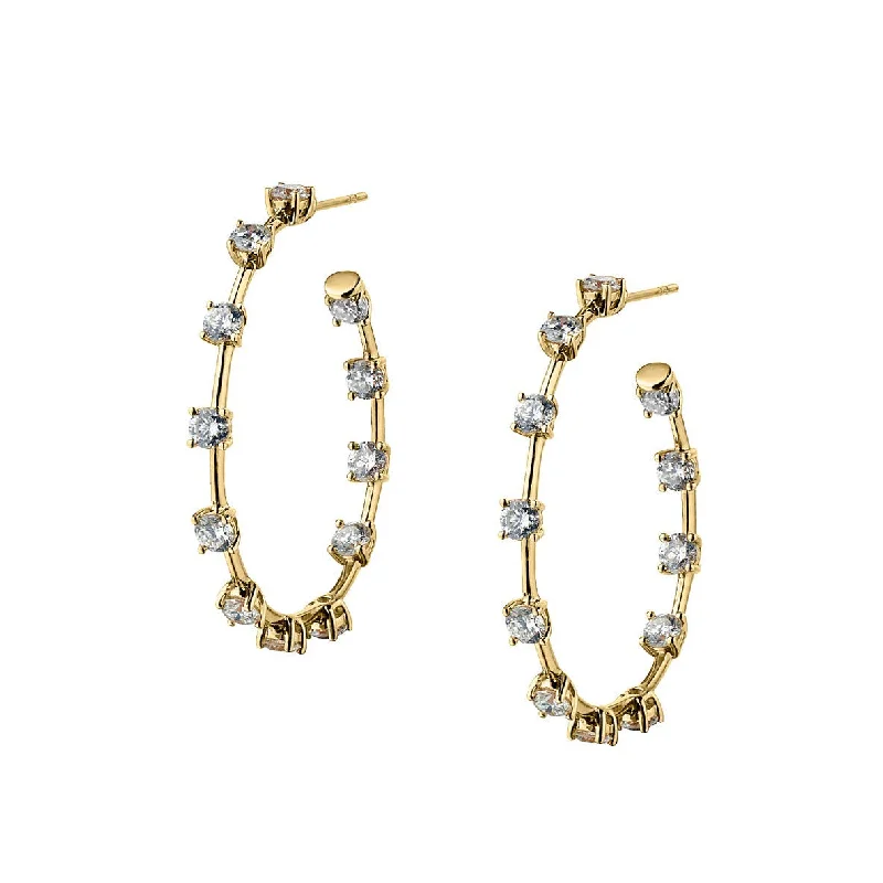 Hoop earrings with spiral designs for a dynamic and fluid look-ROUND DIAMOND HOOP EARRINGS