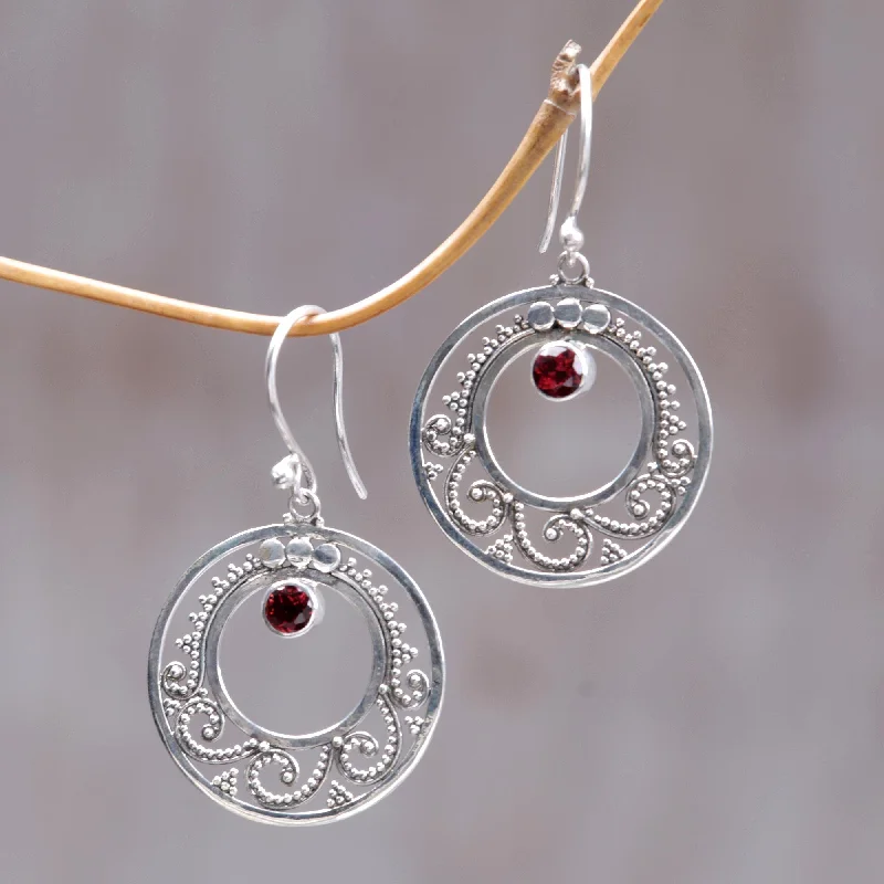 Hoop earrings with circle designs for a classic and timeless shape-Royal Princess Garnet Sterling Silver Earrings