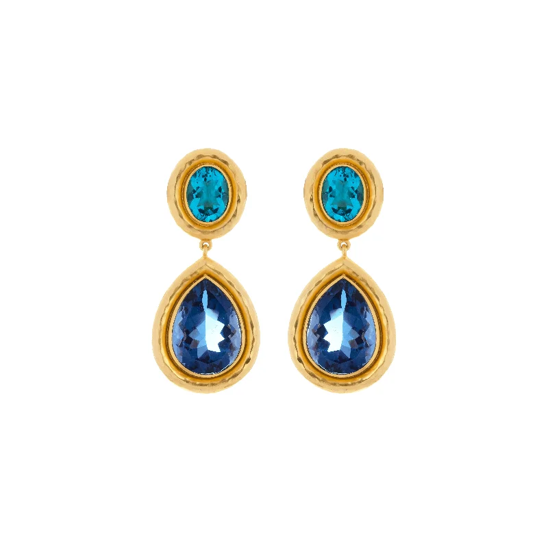 Hoop earrings with intricate designs for a unique and artistic appearance-Santorini Earrings Topaz Quartz & Sapphire Quartz