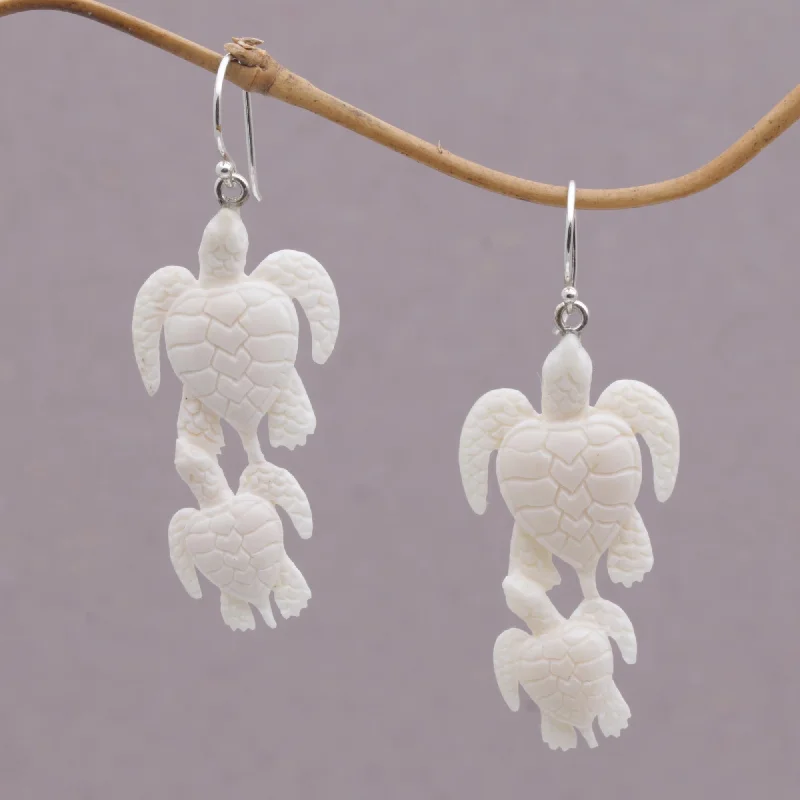 Hoop earrings with satin finishes for a smooth and elegant appearance-Sea Turtle Bond Dangle Earrings