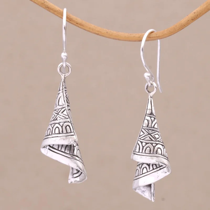 Hoop earrings with diamond-cut surfaces for added sparkle and shine-Shining Sonket Silver Dangle Earrings