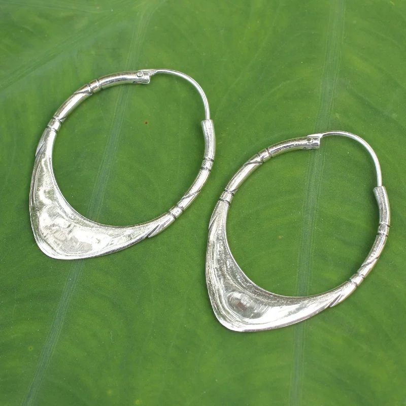 Hoop earrings with satin finishes for a smooth and elegant appearance-Silver Boomerang Sterling Silver Oval Earrings