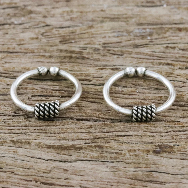 Hoop earrings with a matte black finish for a sleek, edgy vibe-Sleek Braid Sterling Silver Ear Cuffs