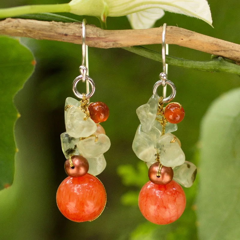 Hoop earrings with heart-shaped frames for a romantic and feminine look-Spicy Peach Beaded Earrings