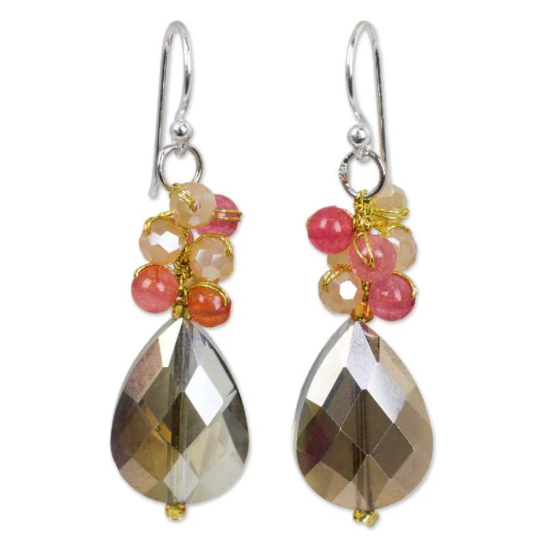 Hoop earrings with gold accents for a warm, elegant statement piece-Spring Garden Quarts & Silver Plated Earrings