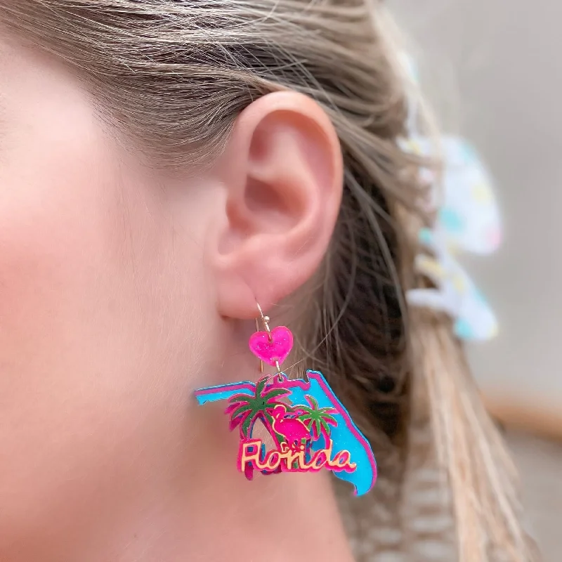 Best hoop earrings with detachable studs for a versatile and adjustable accessory-State Icon Dangle Earrings - Florida