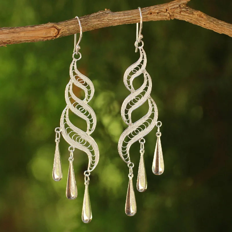 Hoop earrings with twisted metal designs for a dynamic and modern style-Sterling Allure Sterling Silver Dangle Earrings