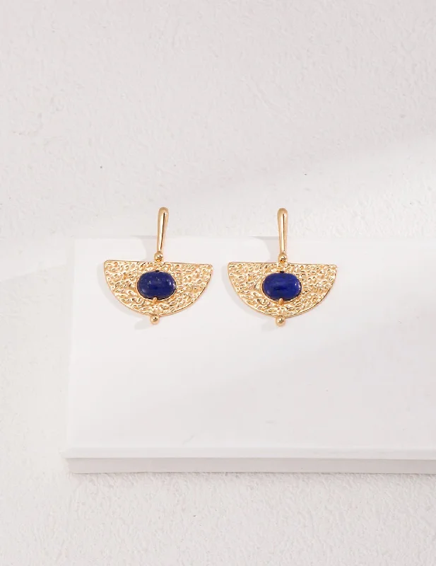 Hoop earrings with floral motifs for a feminine and nature-inspired look-Sterling Silver Scalloped Lapis Earrings