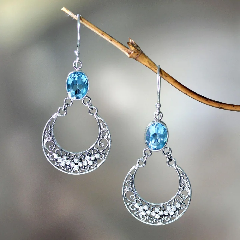 Best hoop earrings with vintage rhinestone embellishments for a retro-glam effect-Sumatra Moons Topaz Dangle Earrings