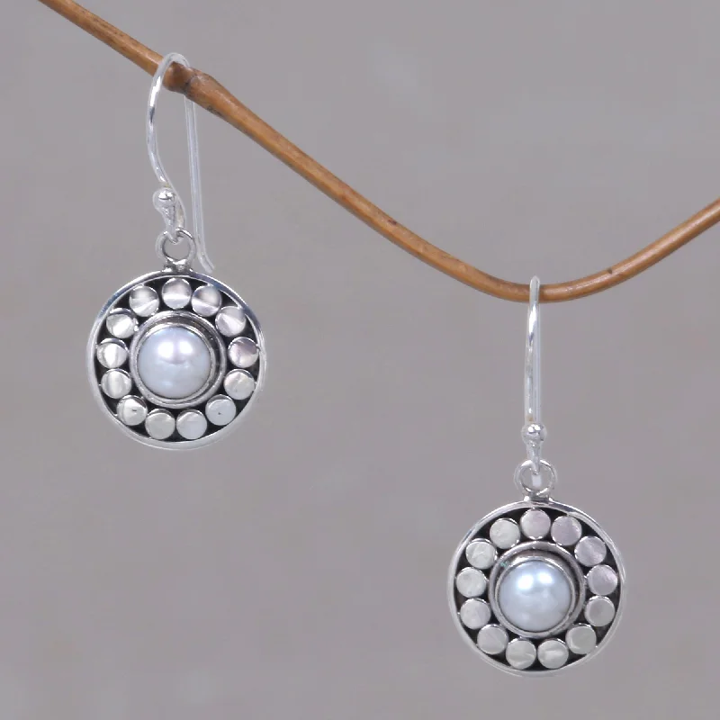 Best hoop earrings with satin ribbons for a soft, feminine appearance-Sunny Day Pearl & Sterling Silver Dangle Earrings