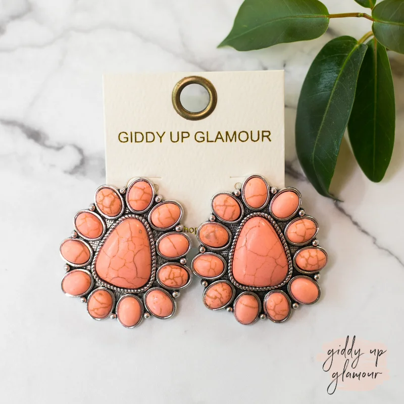 Hoop earrings with hammered textures for a boho-chic and rustic vibe-Triangular Cluster Earrings in Coral