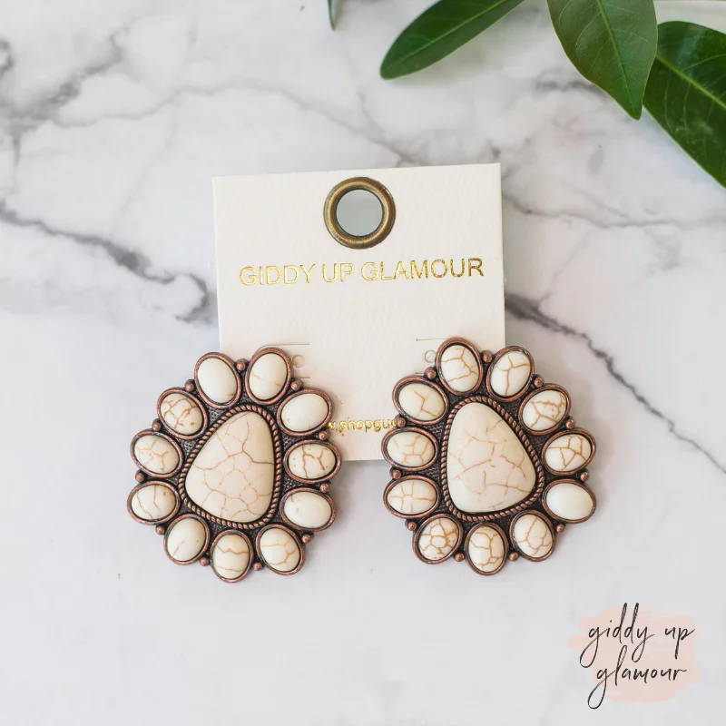 Best hoop earrings with gold-plated finishes for an affordable luxury vibe-Triangular Cluster Earrings in Ivory