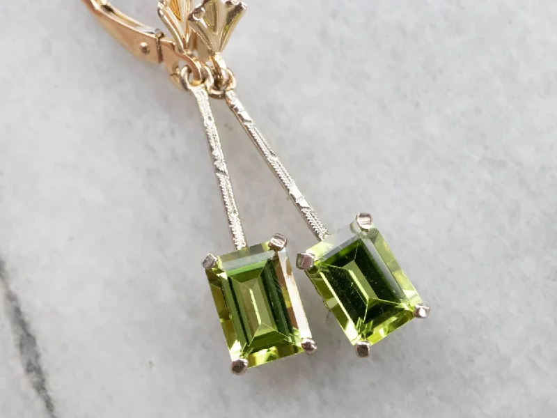 Hoop earrings with diamond-cut surfaces for added sparkle and shine-Two Tone Gold Peridot Earrings