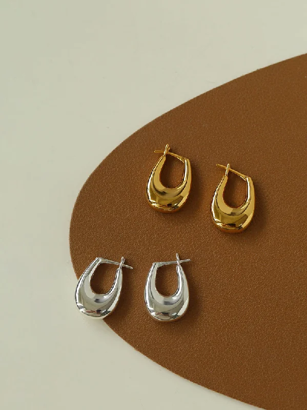 Best hoop earrings with crescent-shaped designs for a bold, moon-inspired style-U-Shaped Minimalist Hoops Earrings